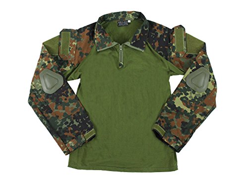 BEGADI Basics Combat Shirt, mit elastischem Torso, 2 Armtaschen & Protektoren – flecktarn