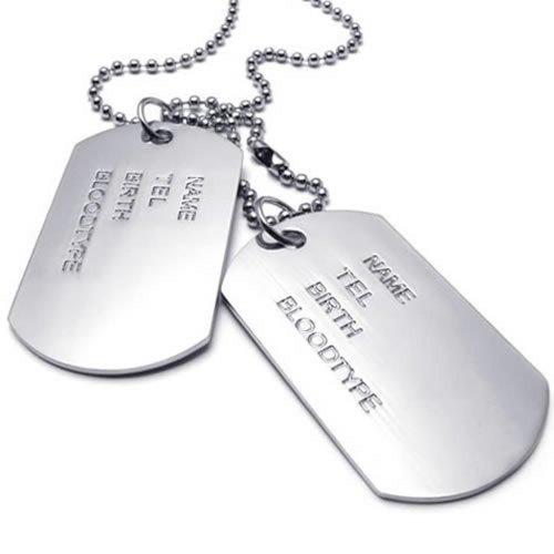 KONOV Schmuck Herren Halskette, 2 Militärischen Erkennungsmarken Armee Stil Dog Tag Anhänger mit 68cm Kette, Silber