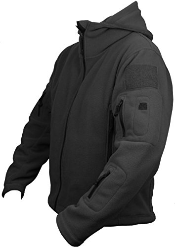 Tactical Herren Military-Cap, US- und British Army Recon Hoodie Fleece Jacke Security Police Smokpartie (L, Schwarz)