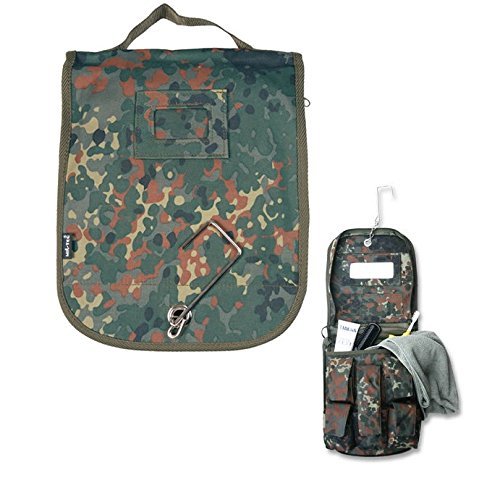 G8DS® Kulturtasche mit Spiegel und praktischem Haken flecktarn geräumig Camping