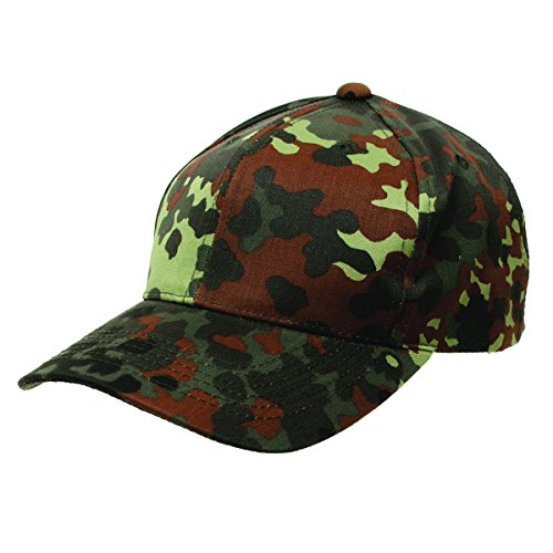 Army Outdoor Baseball Cap aus stabilem RipStop Weitenverstellung mit einem Plastikband Cappie Sportcappie Kappe in One Size verschiedene Farben (Flecktarn)