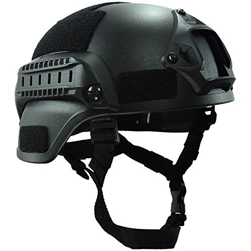 OneTigris MICH 2000 AktionVersion Taktische Helm ABS Helm mit NVG Halterung und seitliche Schienen (Schwarz)