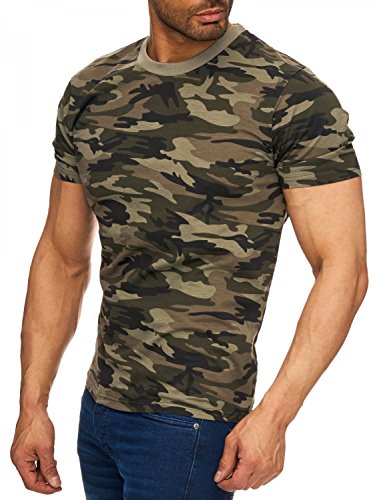 Herren Camouflage Tarn T-Shirt Army H1725 (2 Farben) , Farben:Grün;Größe T-Shirt:XXL